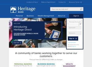 How heritagebanknw.com looks like on a tablet such as an iPad.
