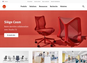 How hermanmiller.com looks like on a tablet such as an iPad.