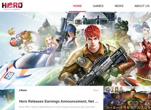 How herogame.com looks like on a tablet such as an iPad.