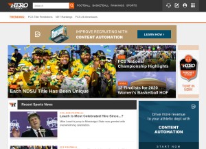 How herosports.com looks like on a tablet such as an iPad.