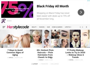 How herstylecode.com looks like on a tablet such as an iPad.