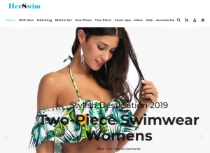 How herswim.com looks like on a tablet such as an iPad.