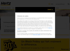 How hertz.fr looks like on a tablet such as an iPad.