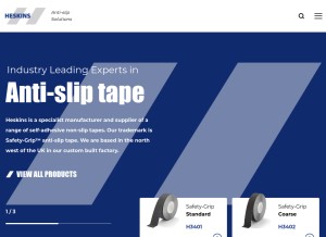 How heskins.com looks like on a tablet such as an iPad.