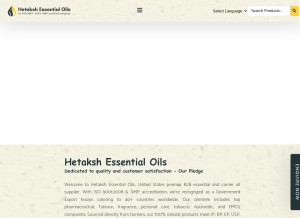 How hetakshessentialoils.com looks like on a tablet such as an iPad.