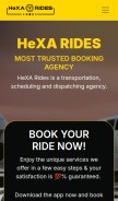 How hexarides.com looks like on a mobile device such as an iPhone.