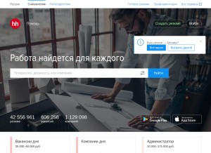 How hh.ru looks like on a tablet such as an iPad.