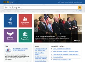 How hhs.gov looks like on a tablet such as an iPad.