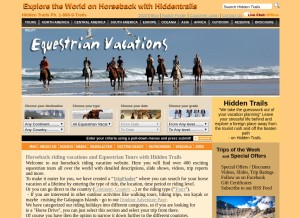 How hiddentrails.com looks like on a tablet such as an iPad.