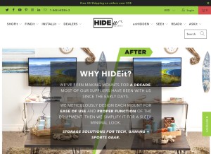 How hideitmounts.com looks like on a tablet such as an iPad.