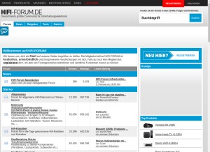 How hifi-forum.de looks like on a tablet such as an iPad.