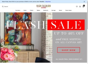 How highfashionhome.com looks like on a tablet such as an iPad.