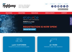 How highjump.com looks like on a tablet such as an iPad.