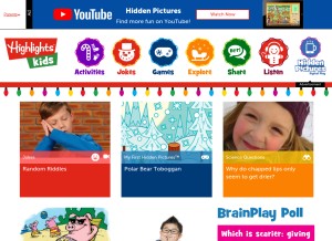 How highlightskids.com looks like on a tablet such as an iPad.