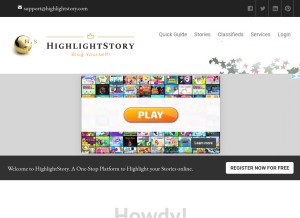 How highlightstory.com looks like on a tablet such as an iPad.