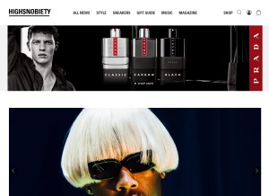 How highsnobiety.com looks like on a tablet such as an iPad.