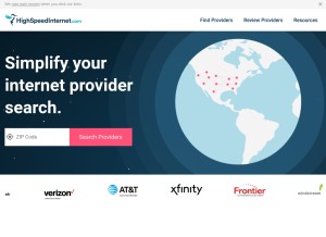 How highspeedinternet.com looks like on a tablet such as an iPad.