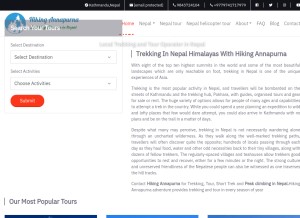 How hikingannapurna.com looks like on a tablet such as an iPad.