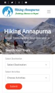 How hikingannapurna.com.np looks like on a mobile device such as an iPhone.