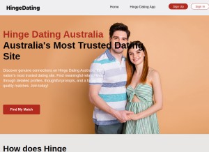 How hingedating.com.au looks like on a tablet such as an iPad.