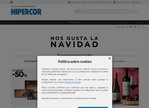 How hipercor.es looks like on a tablet such as an iPad.