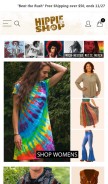 How hippieshop.com looks like on a mobile device such as an iPhone.