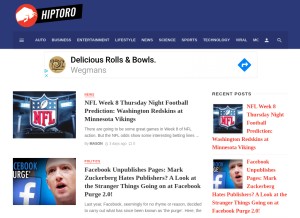 How hiptoro.com looks like on a tablet such as an iPad.