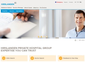 How hirslanden.ch looks like on a tablet such as an iPad.