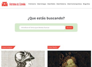 How historiaespana.es looks like on a tablet such as an iPad.