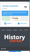 How historycentral.com looks like on a mobile device such as an iPhone.