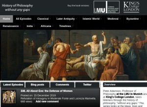 How historyofphilosophy.net looks like on a tablet such as an iPad.