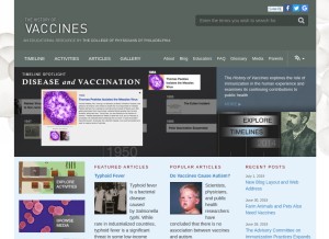 How historyofvaccines.org looks like on a tablet such as an iPad.