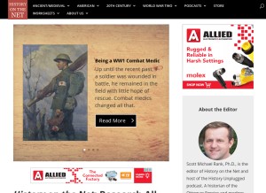 How historyonthenet.com looks like on a tablet such as an iPad.