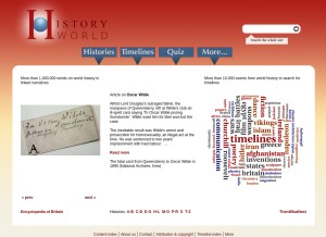 How historyworld.net looks like on a tablet such as an iPad.