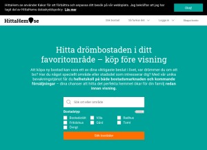How hittahem.se looks like on a tablet such as an iPad.