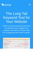 How hittail.com looks like on a mobile device such as an iPhone.