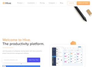 How hive.com looks like on a tablet such as an iPad.