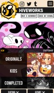 How hiveworkscomics.com looks like on a mobile device such as an iPhone.