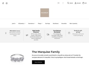 How hnjewelry.com looks like on a tablet such as an iPad.
