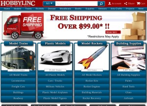 How hobbylinc.com looks like on a tablet such as an iPad.