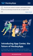 How hockeyapp.net looks like on a mobile device such as an iPhone.