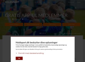 How holdsport.dk looks like on a tablet such as an iPad.