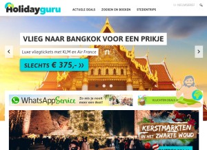 How holidayguru.nl looks like on a tablet such as an iPad.