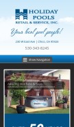 How holidaypools.com looks like on a mobile device such as an iPhone.