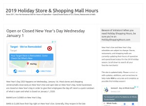 How holidayshoppinghours.com looks like on a tablet such as an iPad.