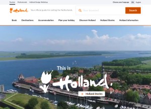 How holland.com looks like on a tablet such as an iPad.