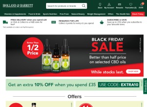 How hollandandbarrett.com looks like on a tablet such as an iPad.