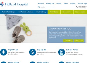 How hollandhospital.org looks like on a tablet such as an iPad.