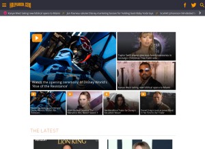 How hollywood.com looks like on a tablet such as an iPad.