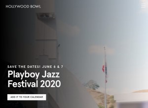 How hollywoodbowl.com looks like on a tablet such as an iPad.
